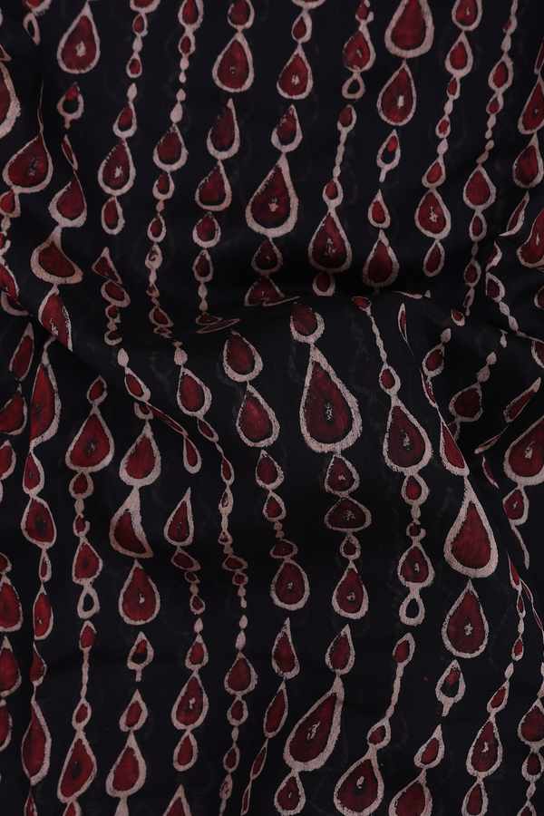 Chanderi Silk Cotton Saree In Black With Printed Design