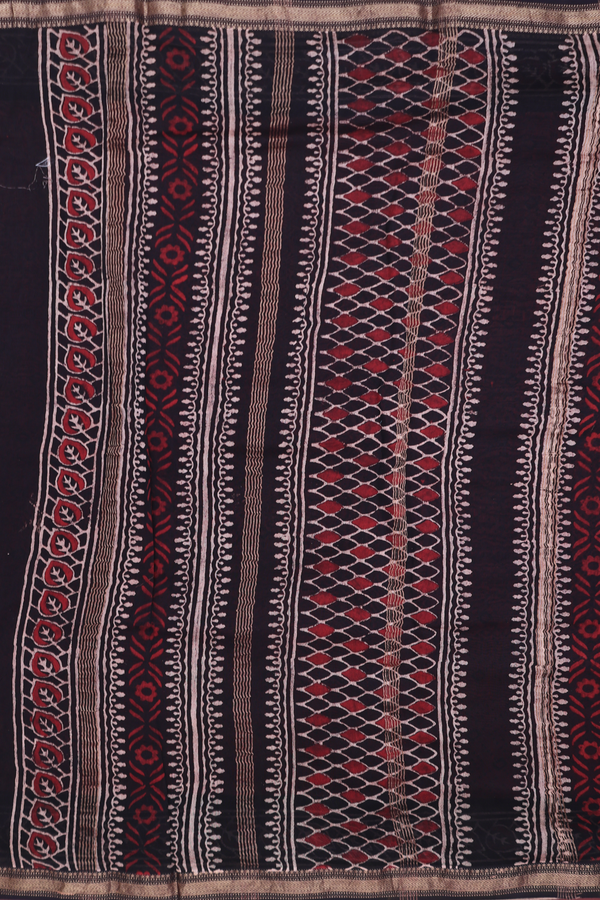 Chanderi Silk Cotton Saree In Rust Red With Printed Design