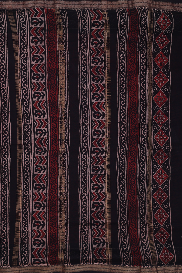 Chanderi Silk Cotton Saree In Rust Red With Floral Design