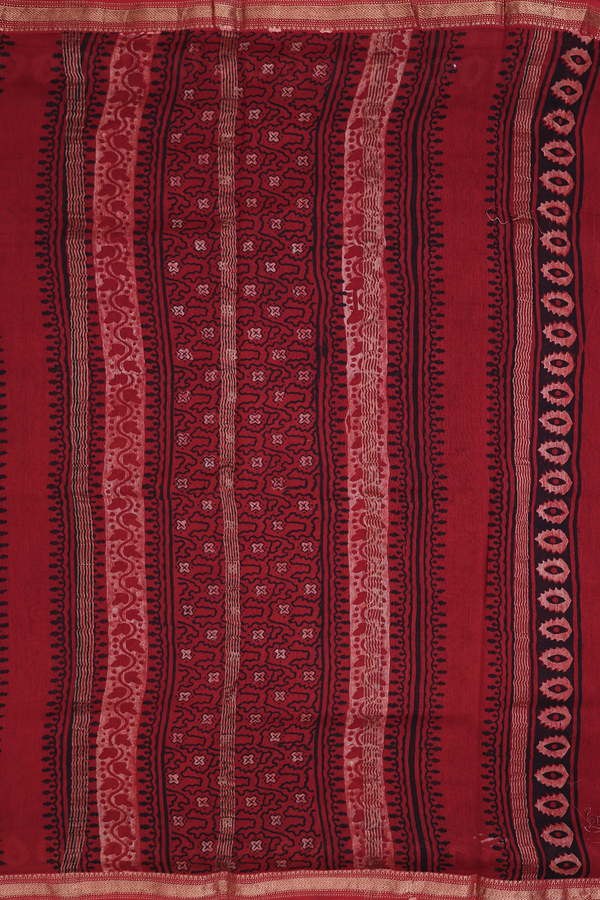 Chanderi Silk Cotton Saree In Black With Floral Design