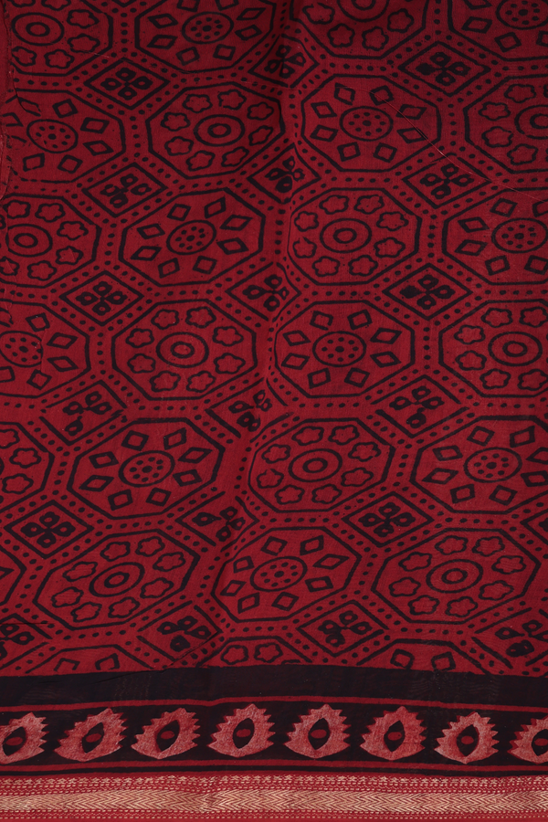 Chanderi Silk Cotton Saree In Black With Floral Design