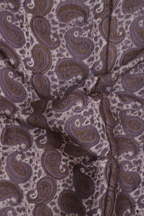Modal Silk Saree In Cream Color With Paisley Design
