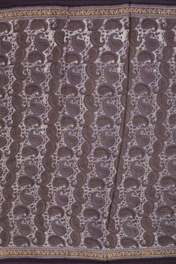 Modal Silk Saree In Cream Color With Paisley Design
