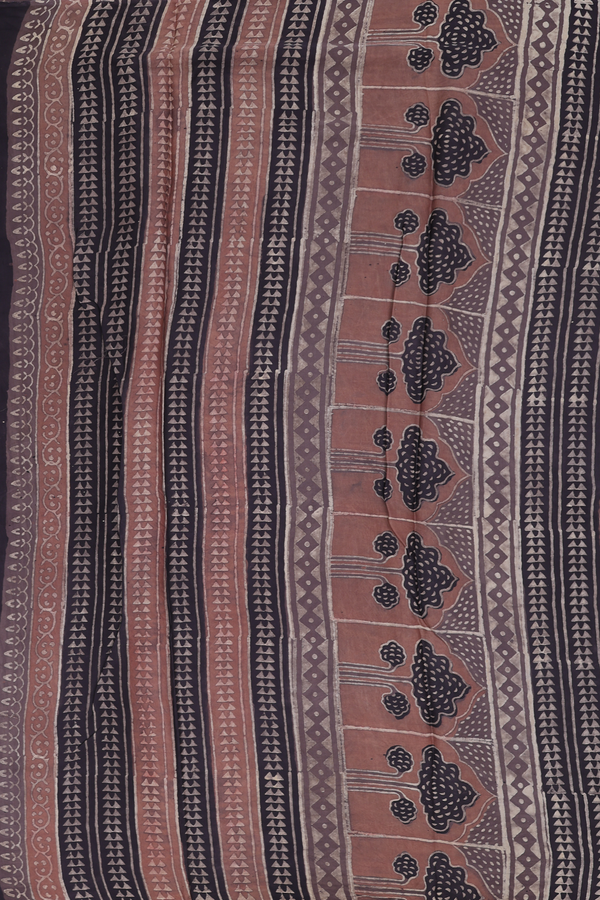 Modal Silk Saree In Greyish Brown With Floral Design