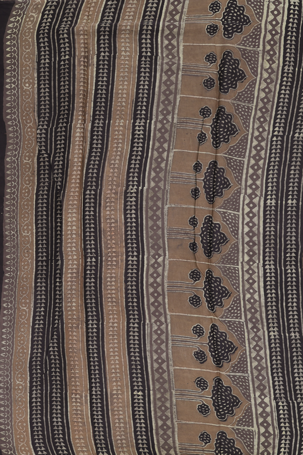 Modal Silk Saree In Greyish Brown With Floral Design