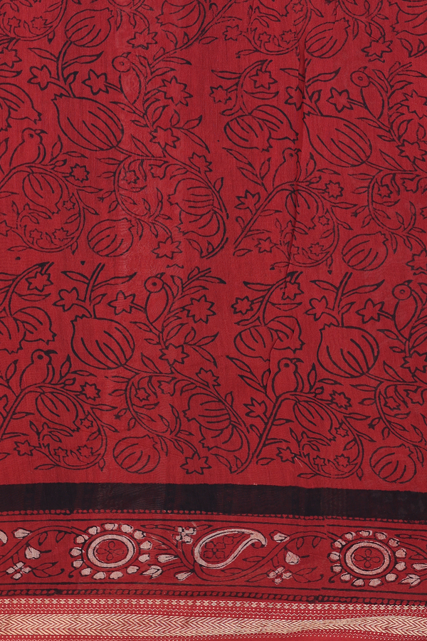 Chanderi Silk Cotton Saree In Black With Printed Buttas