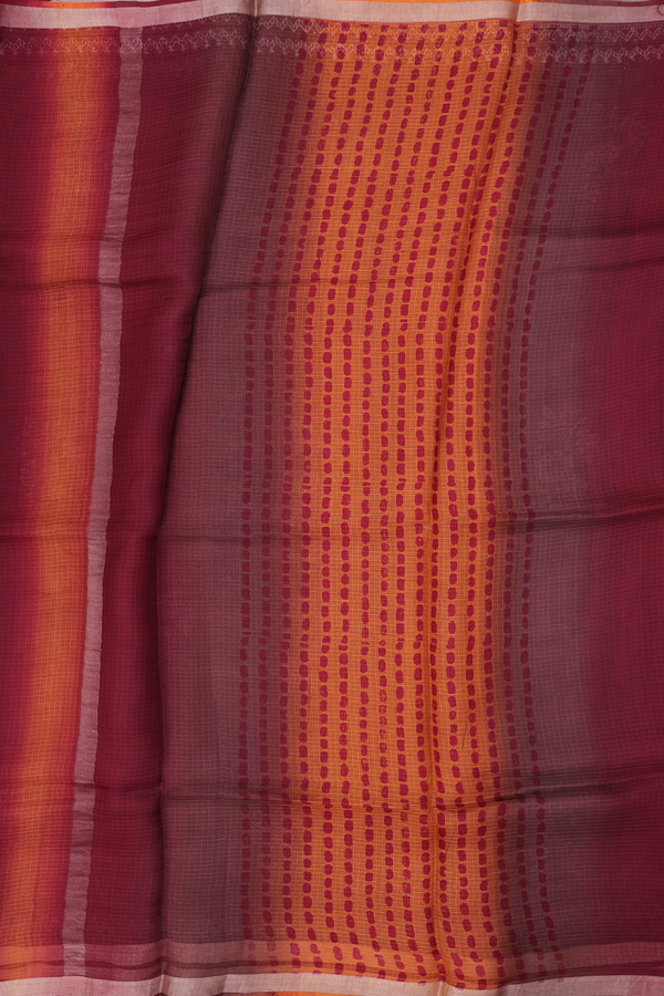 Kota Silk Saree In Coffee Brown With Floral Design