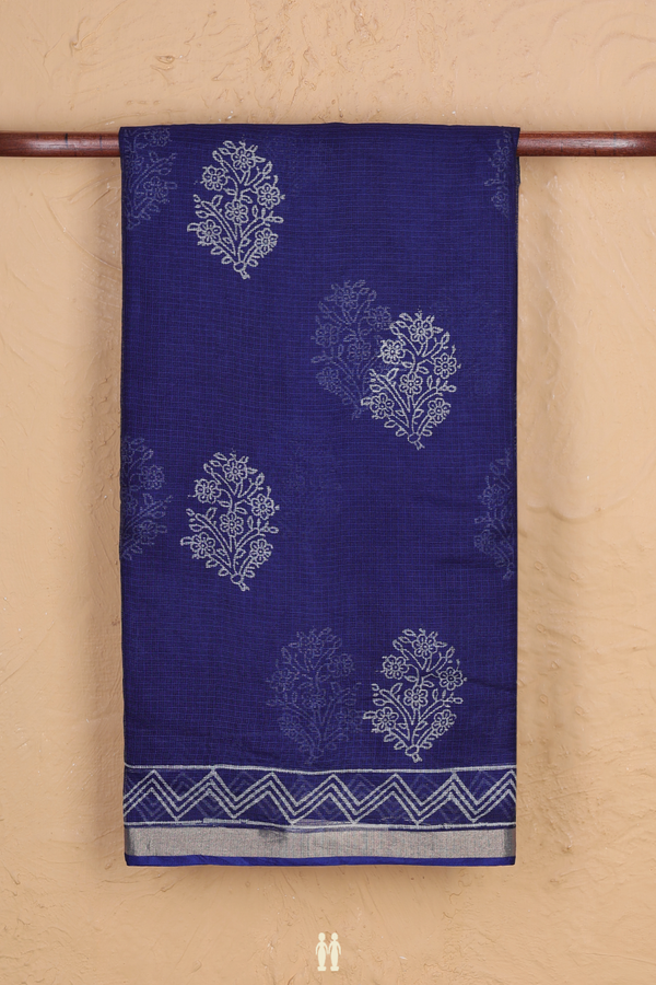 Kota Silk Saree In Royal Blue With Floral Motifs