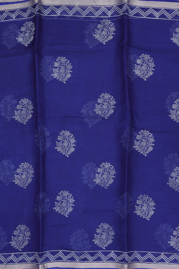 Kota Silk Saree In Royal Blue With Floral Motifs