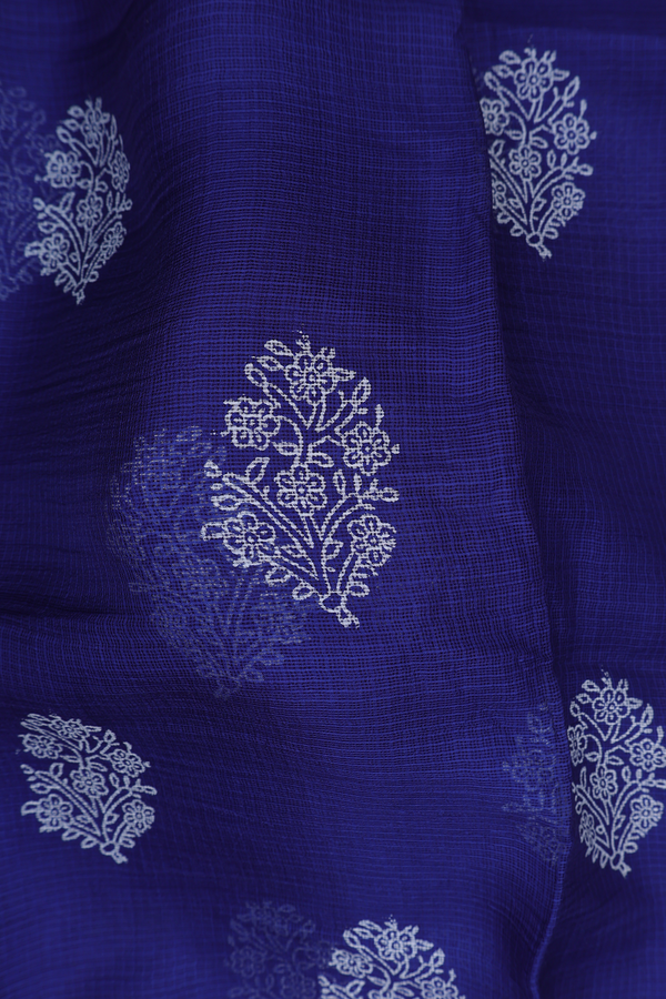 Kota Silk Saree In Royal Blue With Floral Motifs