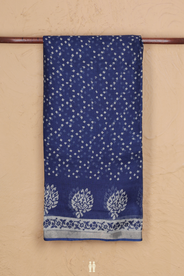 Kota Silk Saree In Oxford Blue With Diamond Design