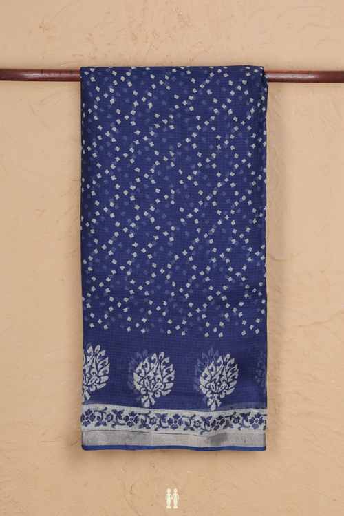 Kota Silk Saree In Oxford Blue With Diamond Design