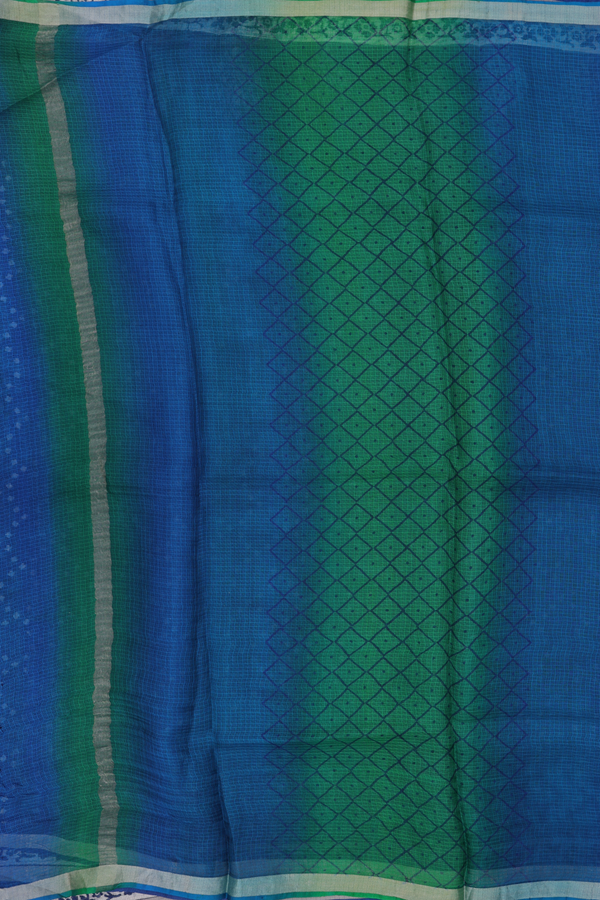 Kota Silk Saree In Oxford Blue With Diamond Design