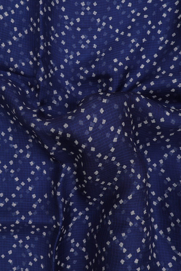 Kota Silk Saree In Oxford Blue With Diamond Design