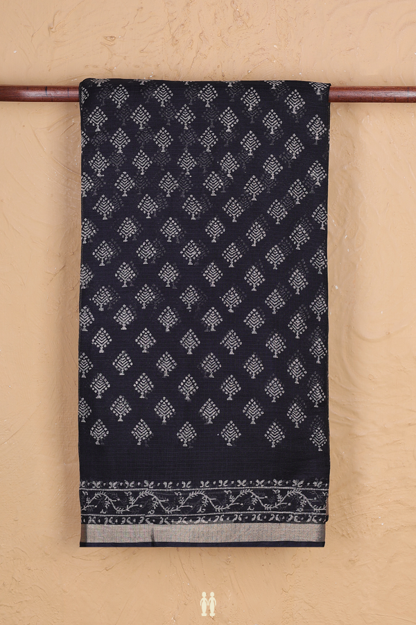 Kota Silk Saree In Black With Printed Buttas