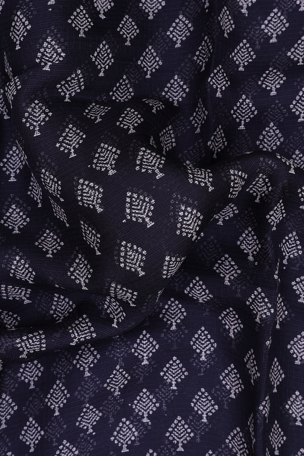 Kota Silk Saree In Black With Printed Buttas