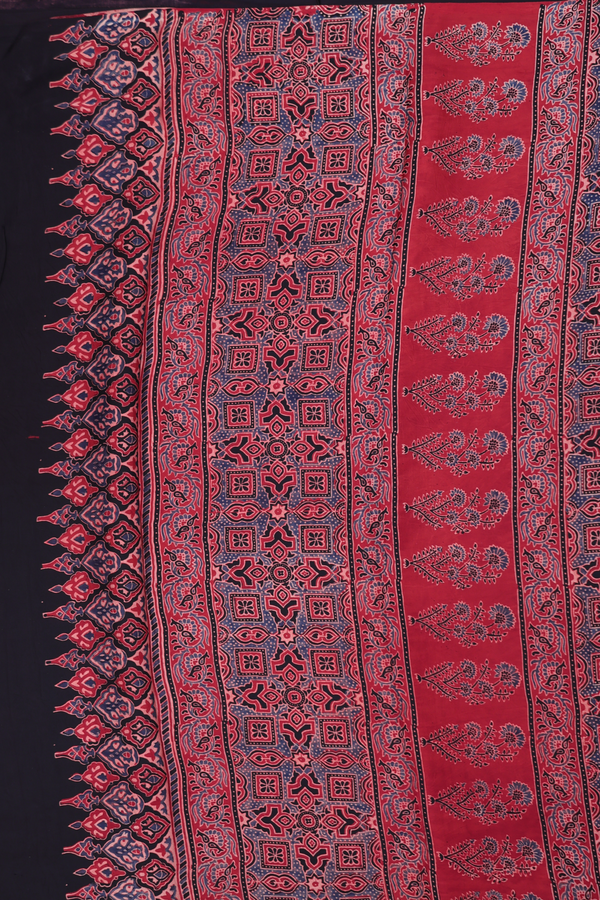 Modal Silk Saree In Red With Floral Design