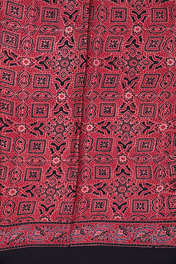 Modal Silk Saree In Red With Floral Design