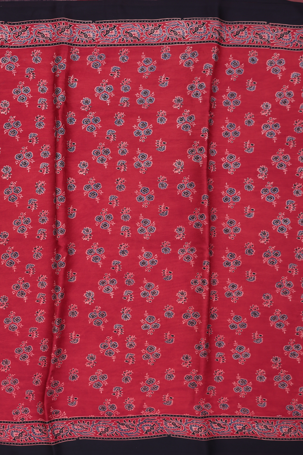 Modal Silk Saree In Red With Floral Design