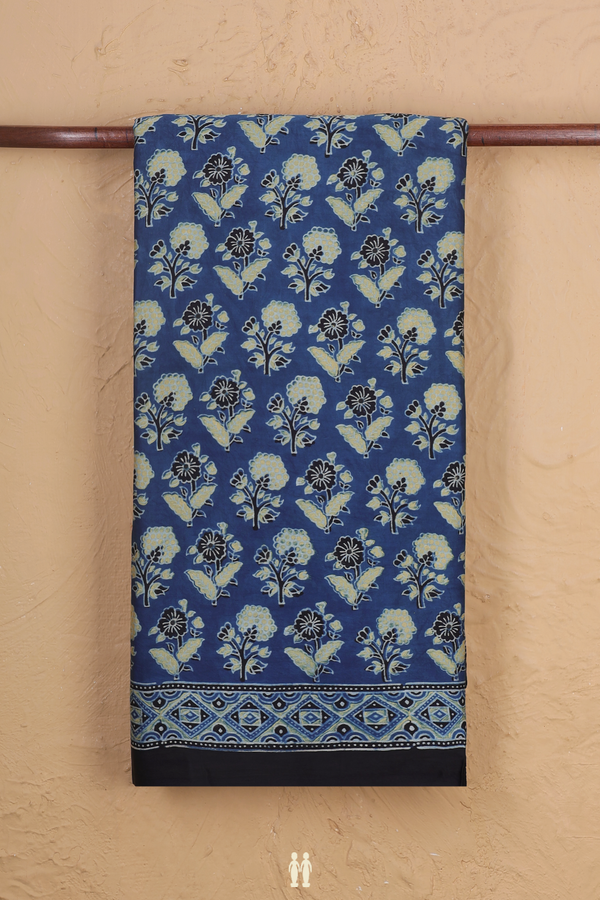 Modal Silk Saree In Blue With Floral Design