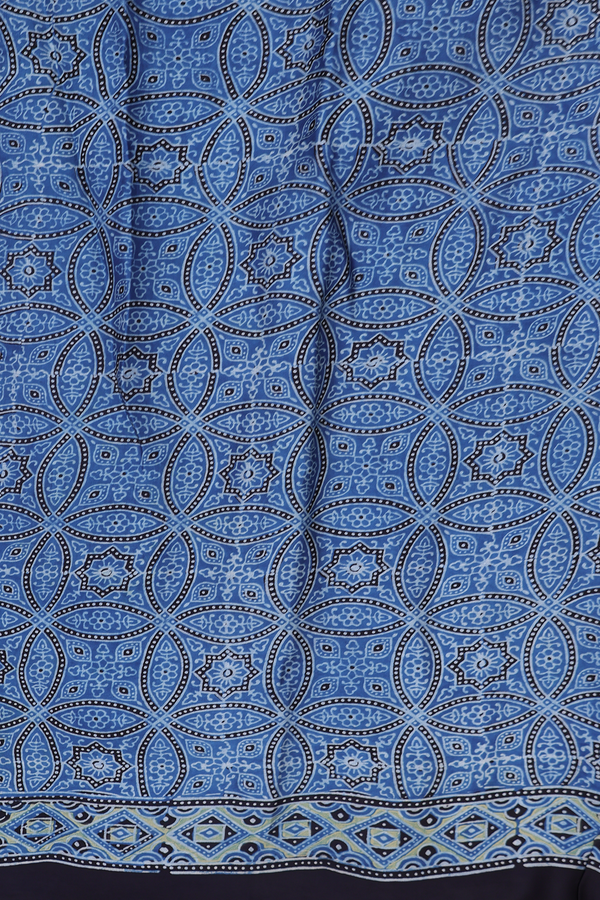 Modal Silk Saree In Blue With Floral Design