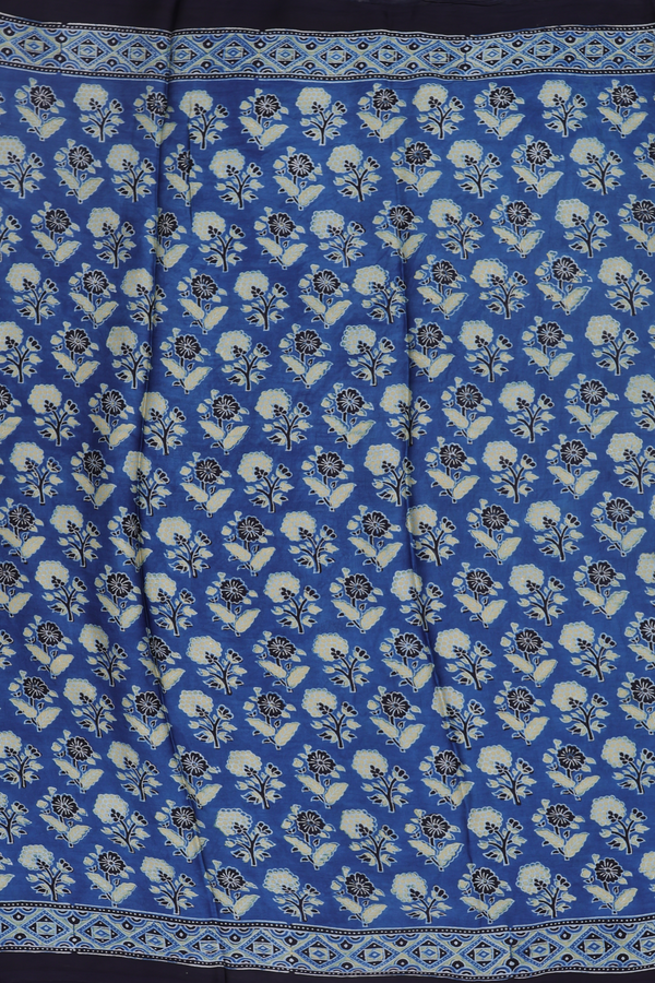 Modal Silk Saree In Blue With Floral Design
