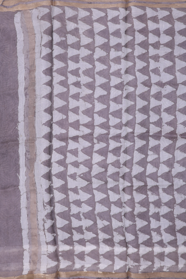 Kota Silk Saree In Cedar Brown With Printed Design
