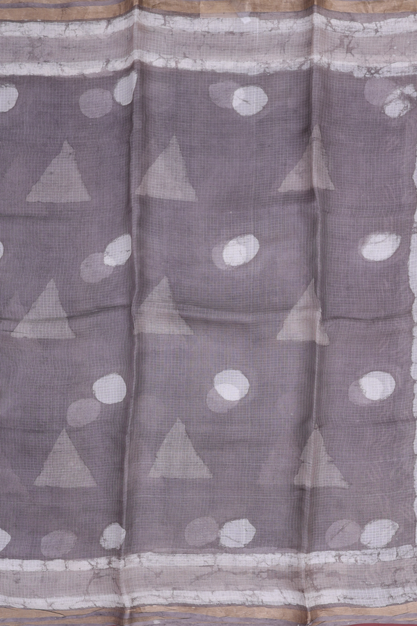 Kota Silk Saree In Cedar Brown With Printed Design