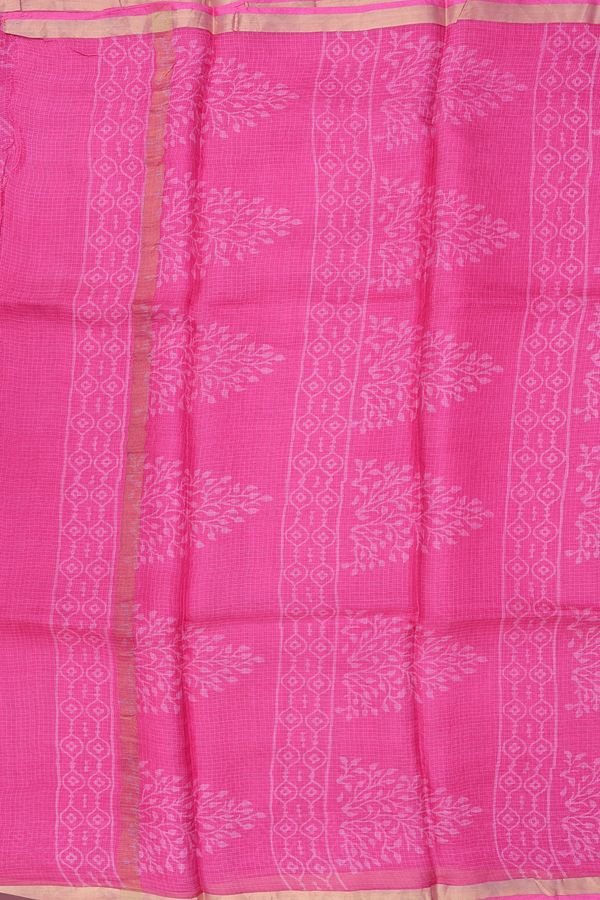 Kota Silk Saree In Pink With Printed Design