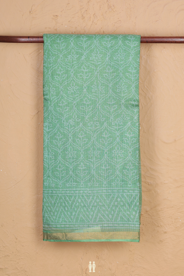 Kota Silk Saree In Green With Allover Design