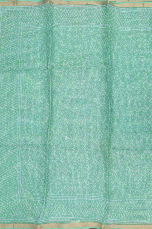 Kota Silk Saree In Green With Allover Design
