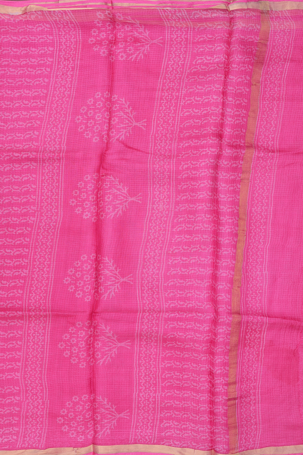 Kota Silk Saree In Punch Pink With Allover Design