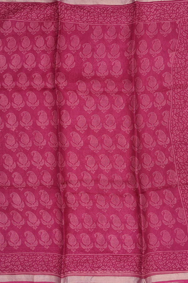 Kota Silk Saree In Berry Red With Paisley Buttas