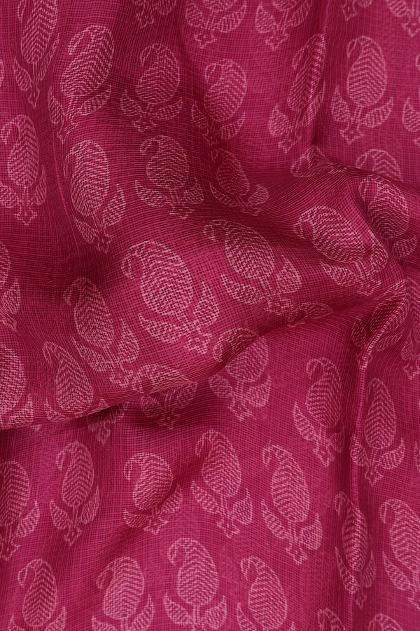 Kota Silk Saree In Berry Red With Paisley Buttas