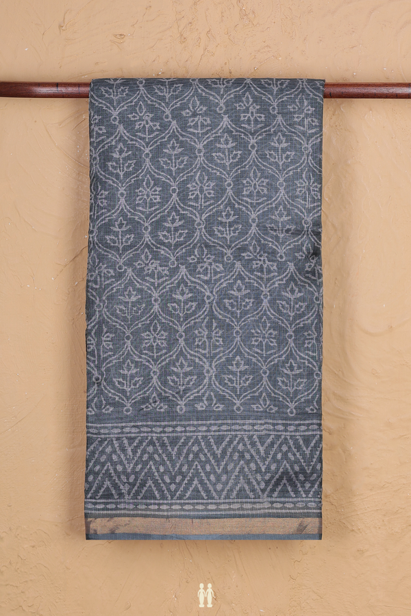 Kota Silk Saree In Grey With Allover Design