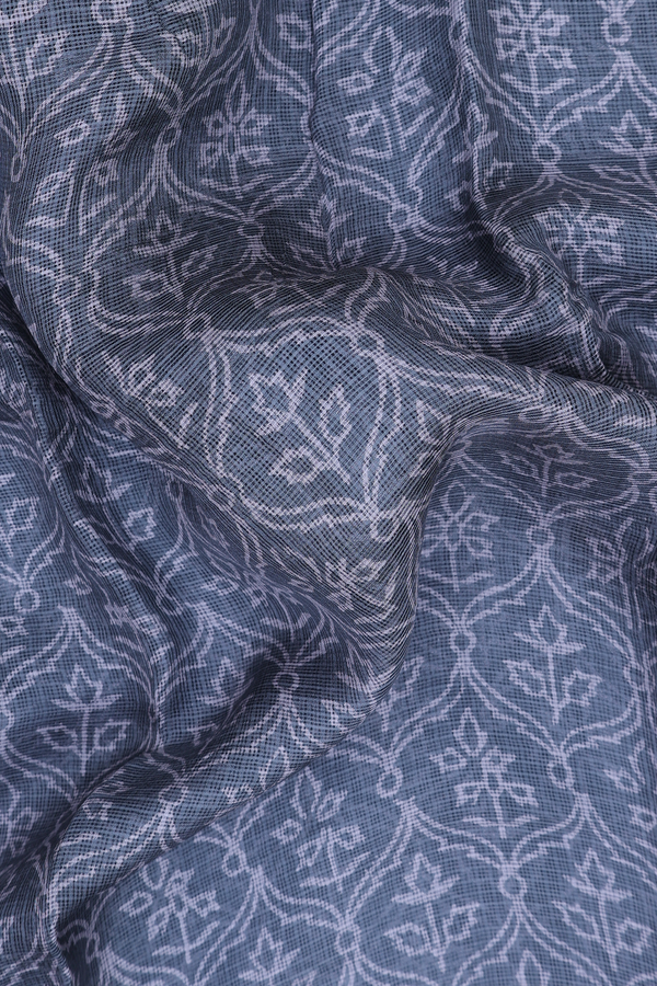 Kota Silk Saree In Grey With Allover Design
