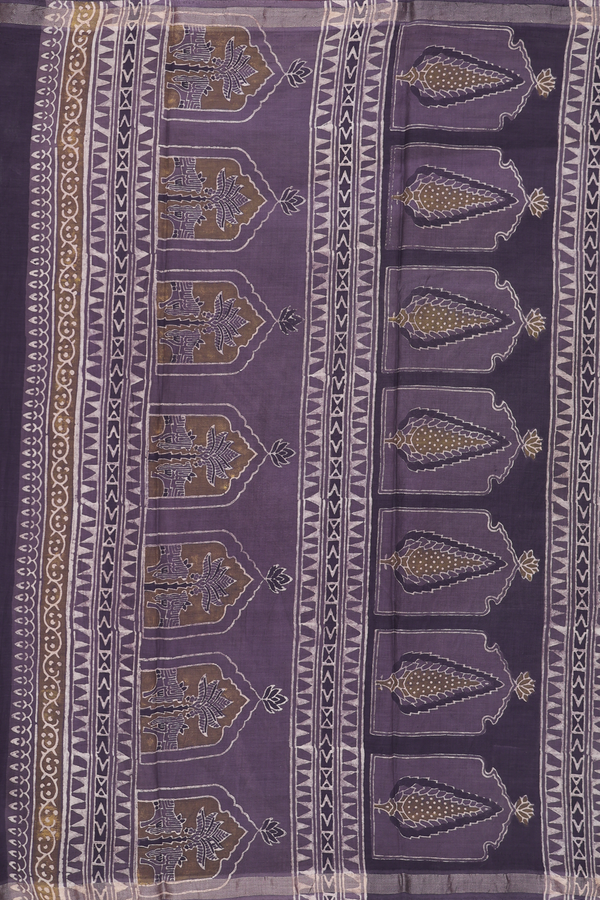Modal Silk Saree In Oxford Brown With Floral Motifs