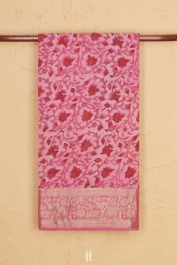 Modal Silk Saree In Pink With Floral Design