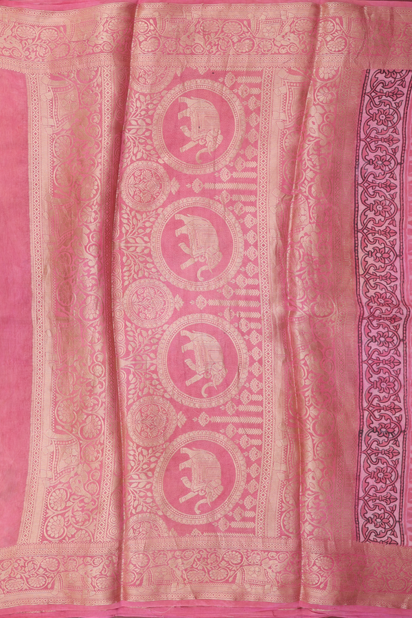 Modal Silk Saree In Pink With Floral Design
