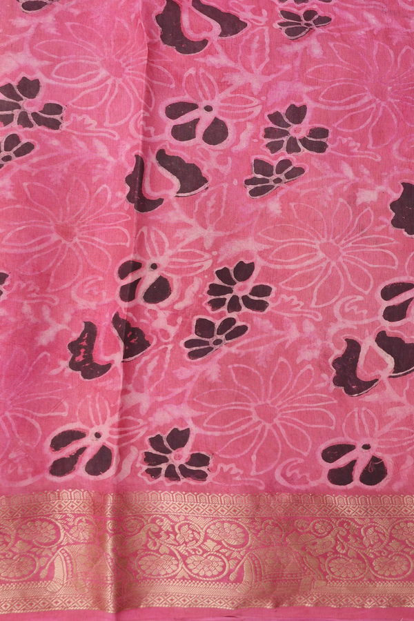Modal Silk Saree In Pink With Floral Design