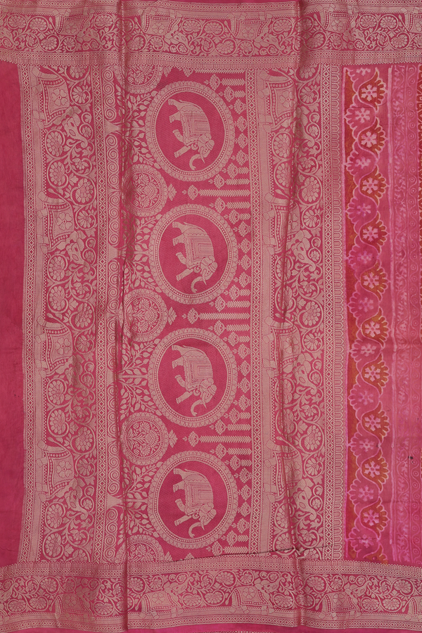 Modal Silk Saree In Dusty Red With Ajrakh Design