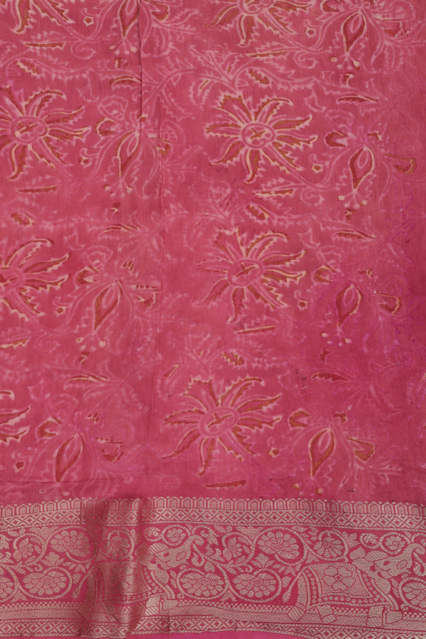 Modal Silk Saree In Dusty Red With Ajrakh Design
