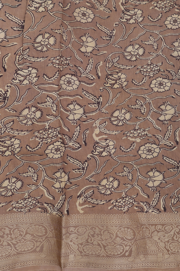 Modal Silk Saree In Light Yellow With Leaf Design
