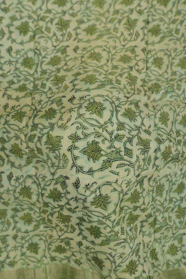 Modal Silk Saree In Green With Floral Design