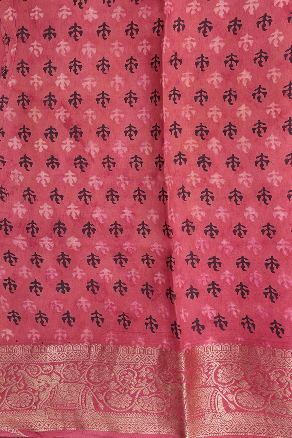 Modal Silk Saree In Dusty Red With Floral Design