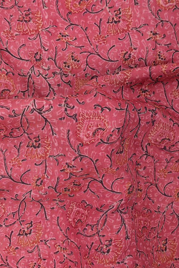 Modal Silk Saree In Dusty Red With Floral Design