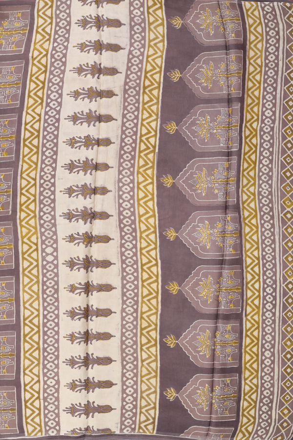 Modal Silk Saree In Cream Color With Floral Design