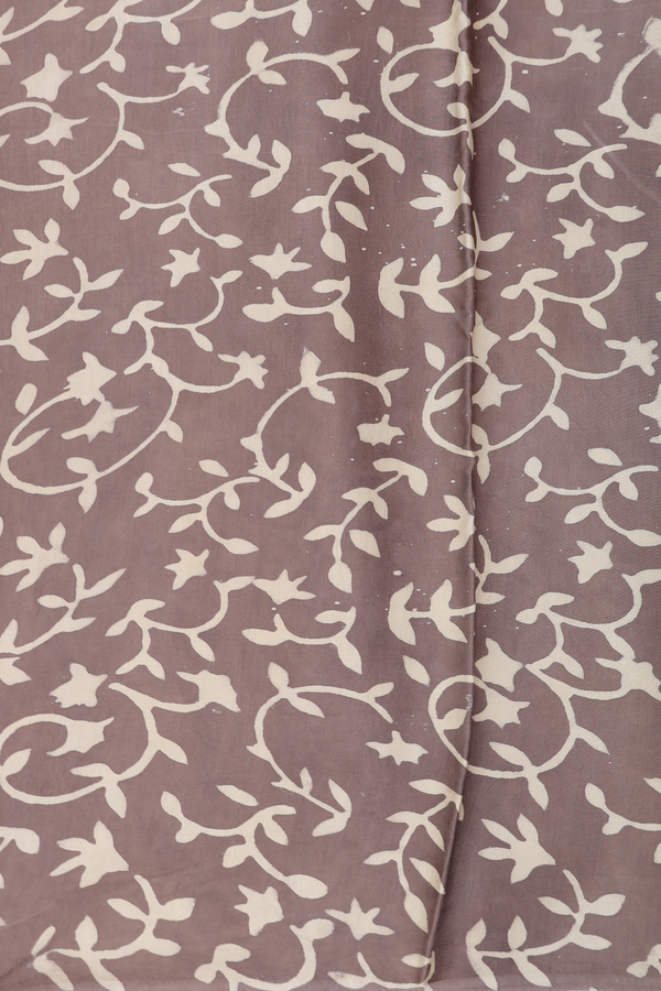 Modal Silk Saree In Cream Color With Floral Design