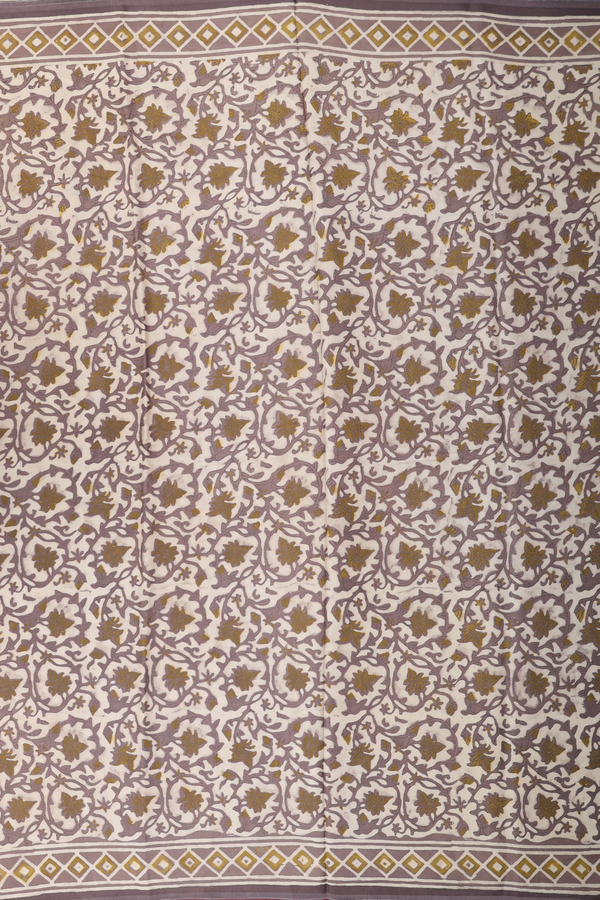 Modal Silk Saree In Cream Color With Floral Design