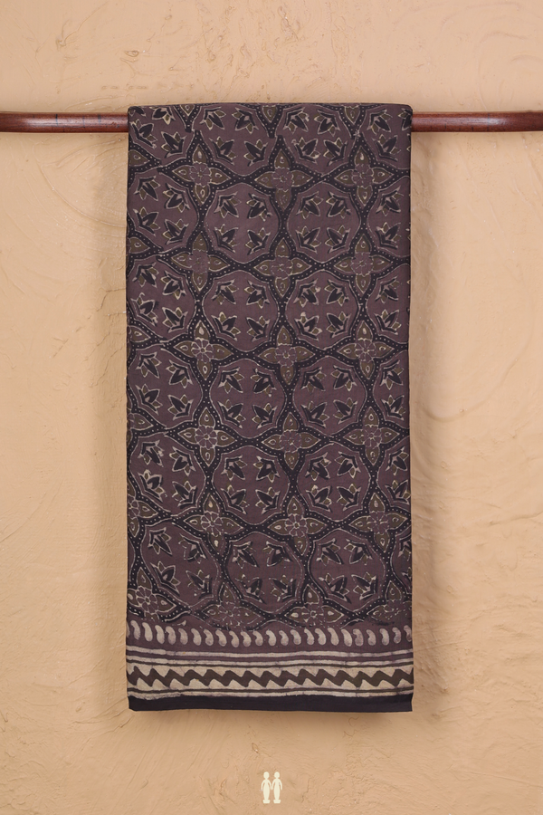Modal Silk Saree In Cedar Brown With Allover Design